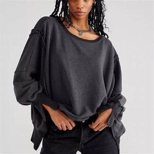 Free People Dark Gray Oversized Hoodie
